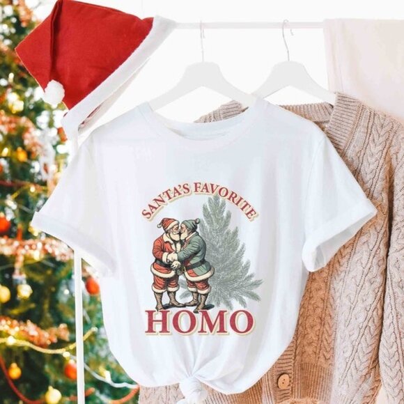 Unbranded Other - Santas Favorite Homo Gay Christmas Shirt, Funny Lesbian Christmas T-Shirt